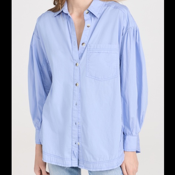 We the Free Oversized happy Hour Poplin Button Down Top - Picture 1 of 12